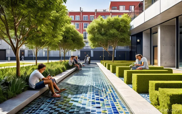 넷제로 전환을 위한 지역 정부의 역할 - **Prompt:** A vibrant, bustling Portuguese city square, reimagined as a lush green oasis. Modern, en...