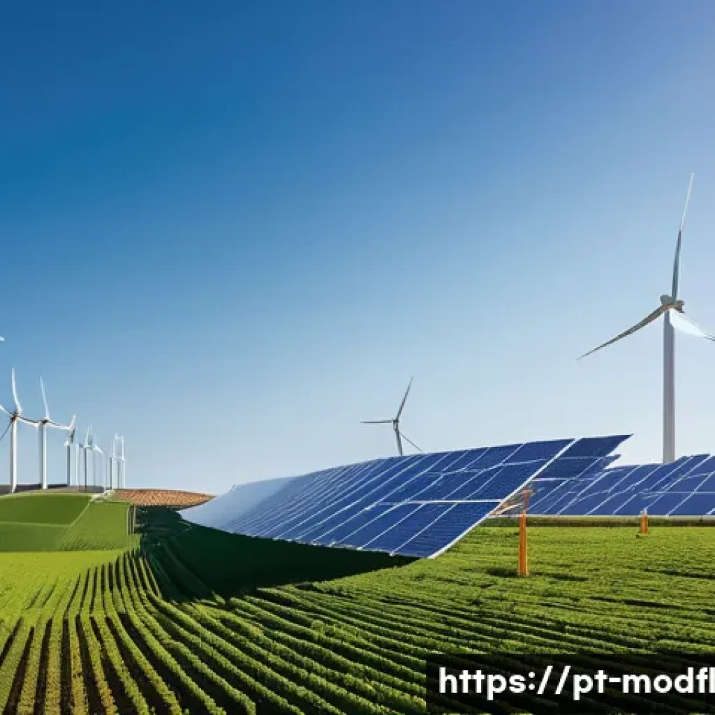 넷제로 경제 모델의 발전 방향 - **Prompt:** "A panoramic view of a modern wind farm in a picturesque Portuguese landscape, with seve...