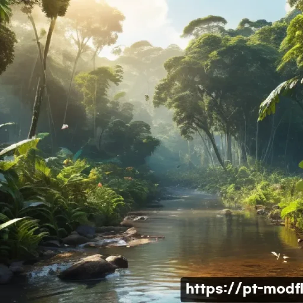 넷제로 전환을 위한 탄소 상쇄 방법 - **Prompt:** A vibrant, highly realistic photograph of a lush, thriving Amazonian rainforest at sunri...