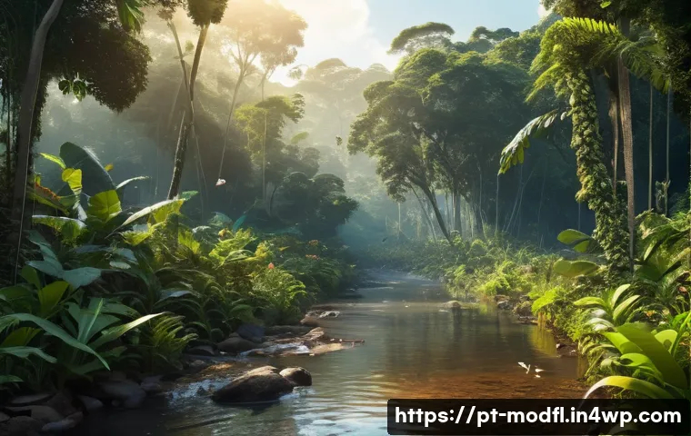 넷제로 전환을 위한 탄소 상쇄 방법 - **Prompt:** A vibrant, highly realistic photograph of a lush, thriving Amazonian rainforest at sunri...