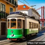 Home 21 넷제로 전환을 위한 정부의 역할 - A vibrant urban scene in Lisbon showcasing sustainable infrastructure: modern solar panels installed...